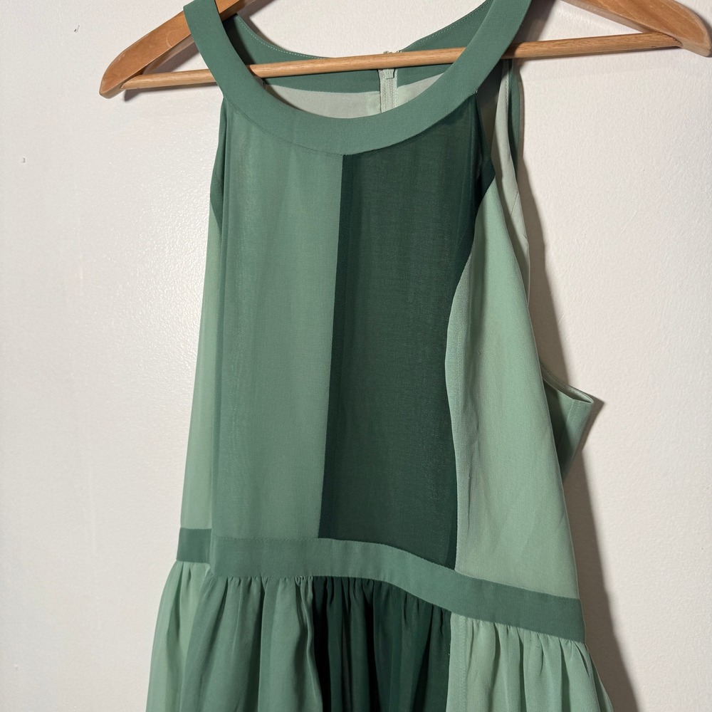 ModCloth Green Colorblock High Low Halter Neck Sleeveless Dress XL - Picture 2 of 4